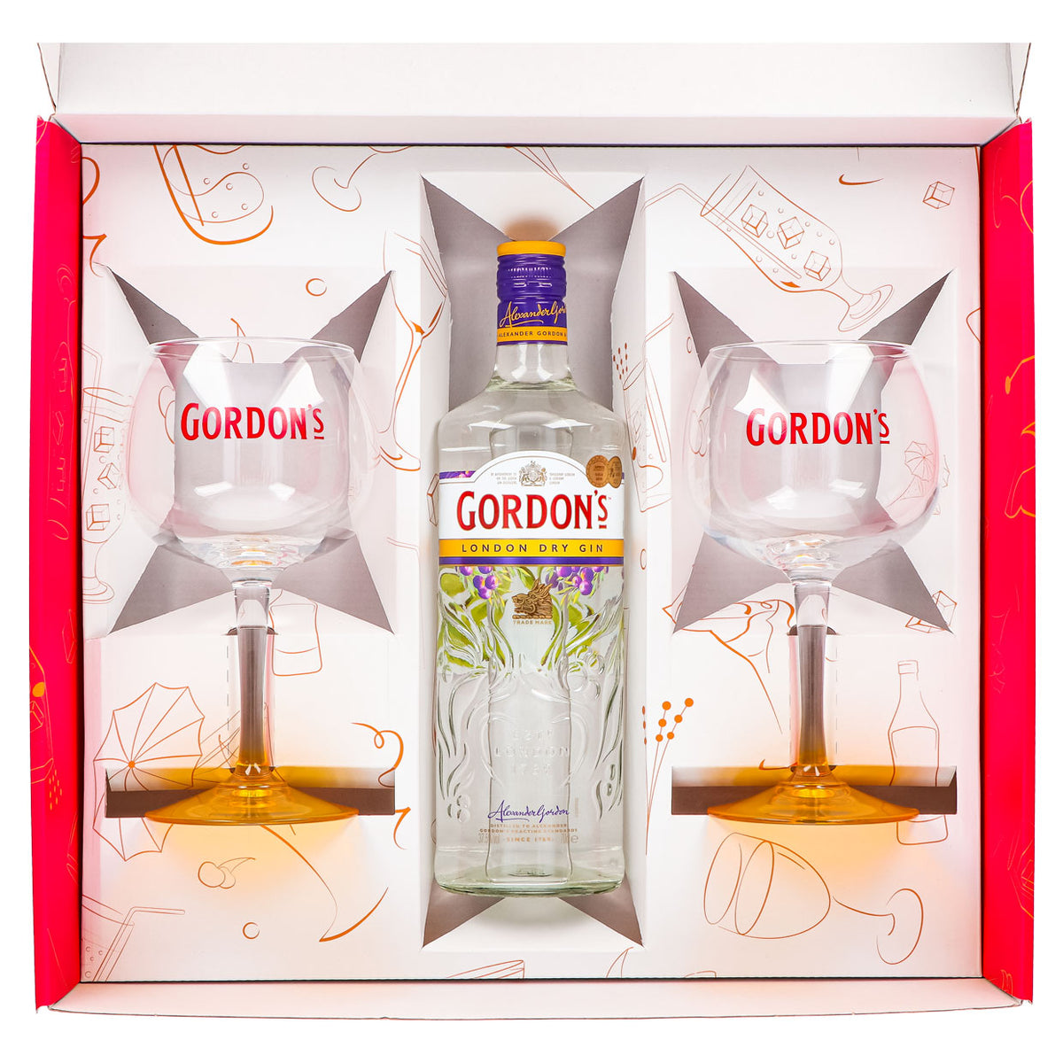 Zestaw upominkowy Gordons Gin 0,7 l 37,5% + kieliszek balonowy Copa I Pink – Widok 4