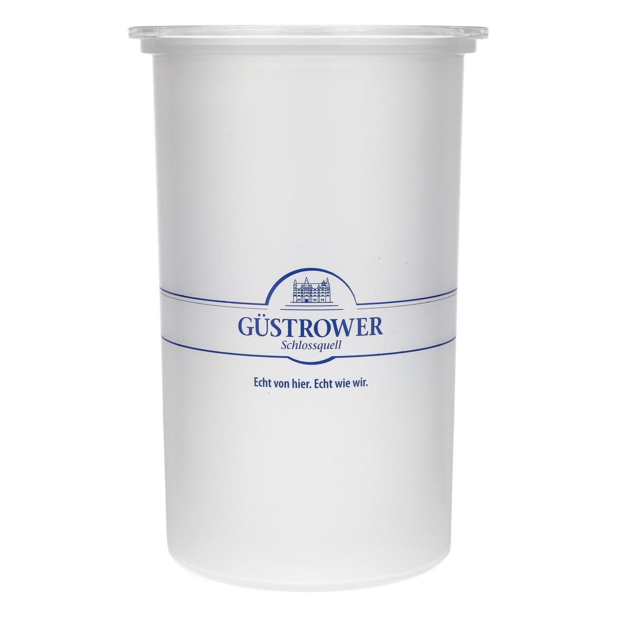 Chłodziarka do butelek z wodą Güstrower Schlossquell, mleczne szkło, niebieskie logo
