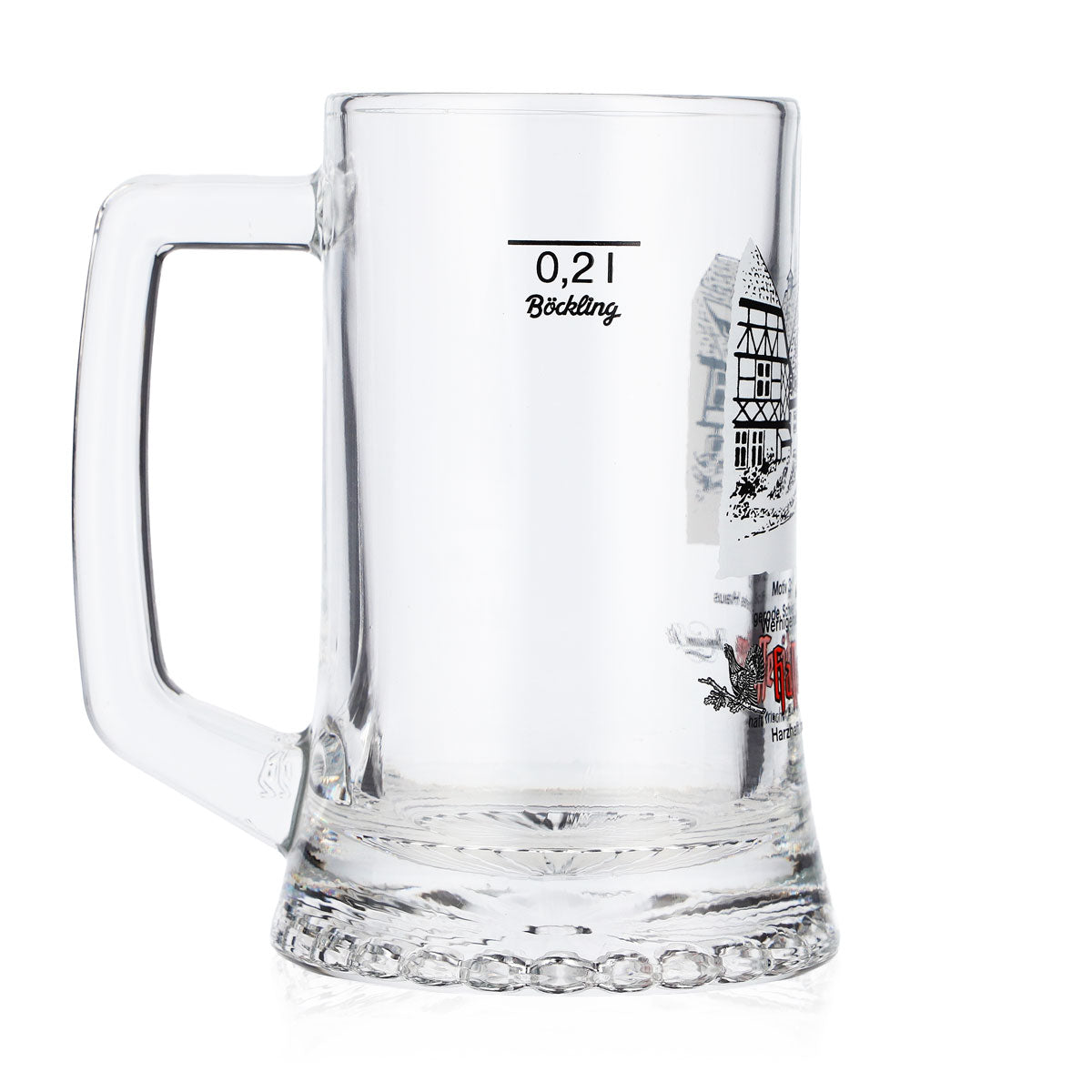 Szklanka do piwa Hasseröder, kufel 0,2 l, motyw 3: Wernigerode – Krzywy Dom, Böckling – Widok 3