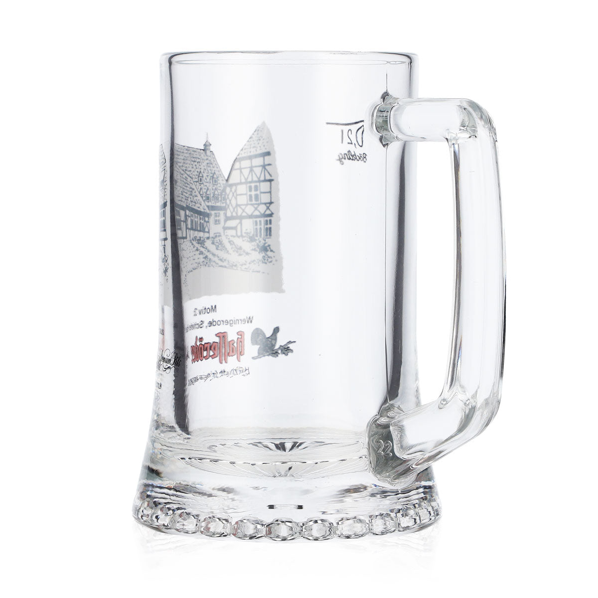 Szklanka do piwa Hasseröder, kufel 0,2 l, motyw 3: Wernigerode – Krzywy Dom, Böckling – Widok 4