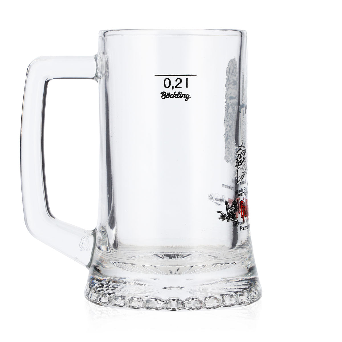 Szklany kufel do piwa Hasseröder, pojemność 0,2 l, motyw nr 4: Wieża Schalenturm w Wernigerode, Böckling – Widok 3