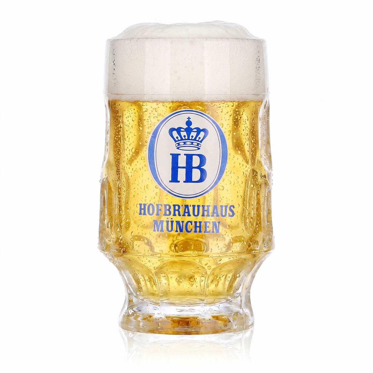Szklanka do piwa HB Monachium 0,25 l, dzbanek z reliefem, niebiesko-białe logo