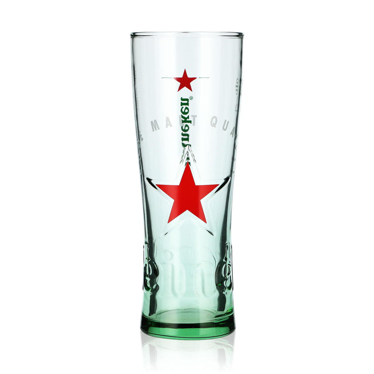 Szklanka do piwa Heineken w kształcie pucharu, 0,3 l, z reliefem przedstawiającym browar „Czerwona Gwiazda” i zielonym dnem