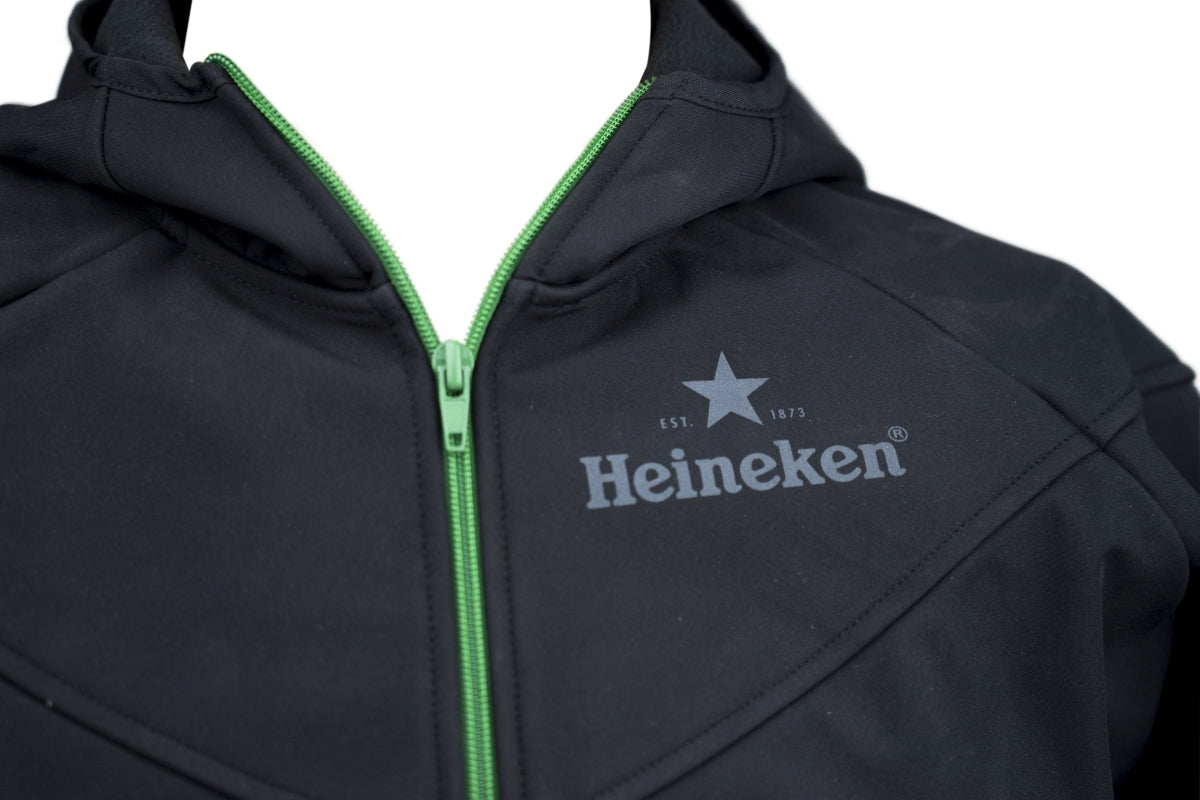 Kurtka Heineken damska rozmiar L czarny/zielony softshell z zamkiem błyskawicznym – Widok 4