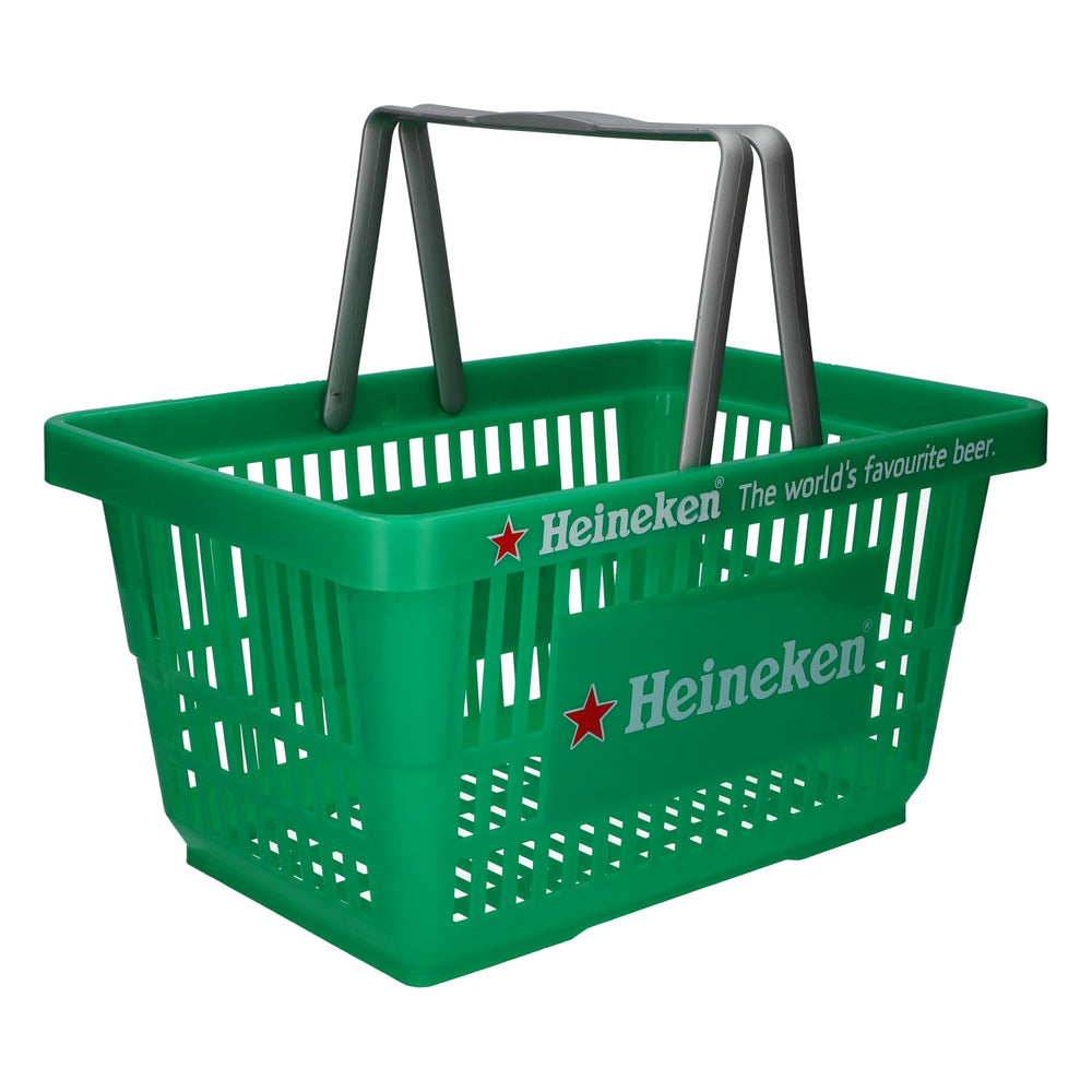 Koszyk na zakupy Heineken z składanymi uchwytami, zielony, z tworzywa sztucznego