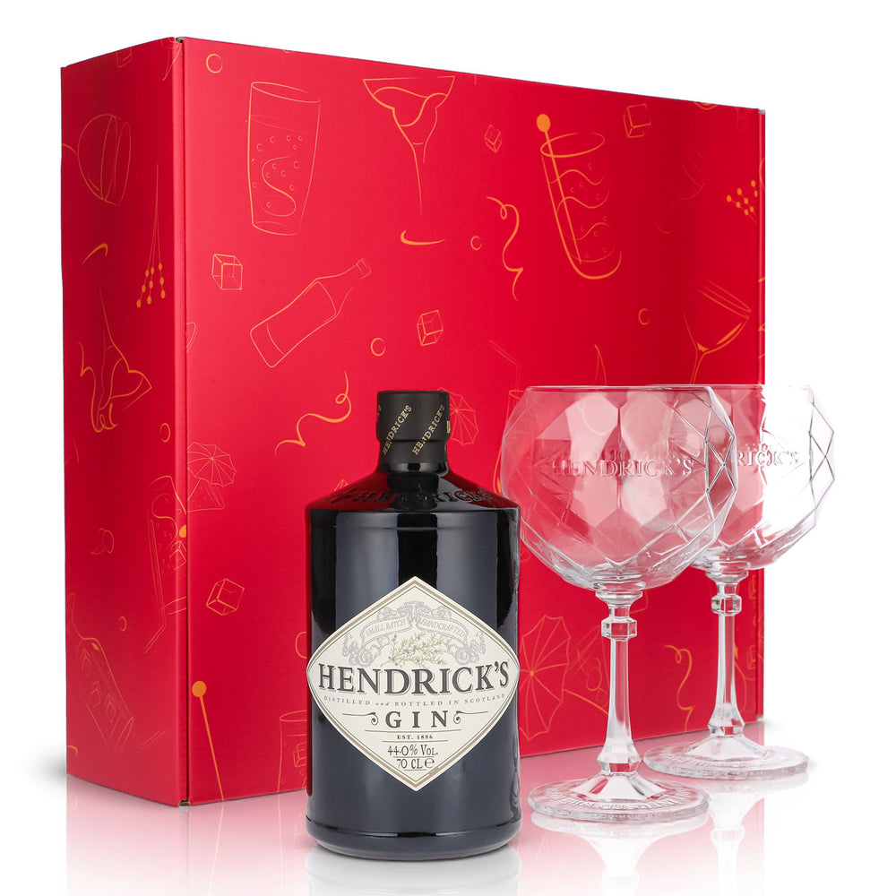 Hendricks Gin Geschenkset 0,7l Flasche 44,0 % Vol. + Ballongläser–Pink