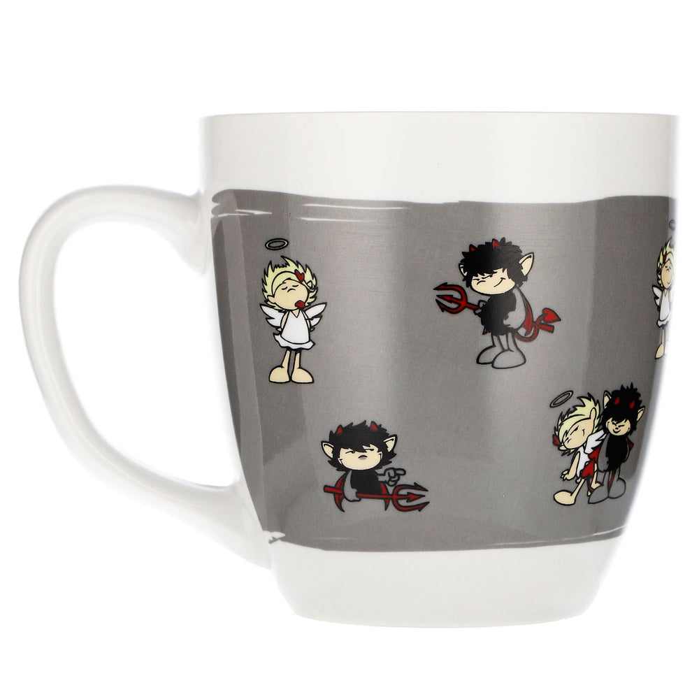 Szklanka do wody „Höllensprudel” 0,3 l, filiżanka do kawy „Devil & Angel”, szara, ceramiczna