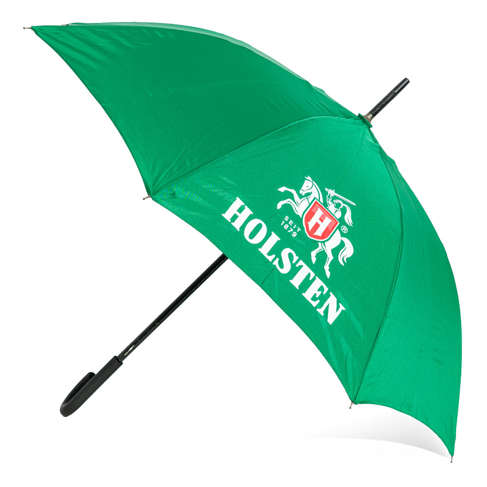 Parasol z poliestru w kolorze zielonym, automatyczny, Ø 104 cm, z motywem szklanki piwa Holsten