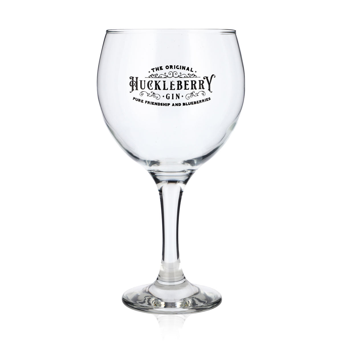 Szklanka do ginu Huckleberry 0,62 l, szklanka typu balloon, czarne logo, kieliszek do koniaku, szklanka typu Copa, tonik