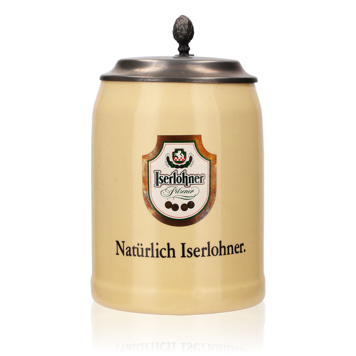 Kufel do piwa Iserlohner, ceramika, pokrywka cynowa, 0,63 l, naturalny kolor Iserloh