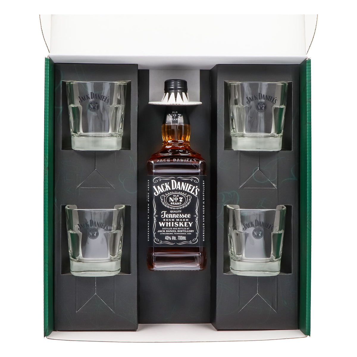 Jack Daniels Geschenkset 0,7l Flasche 40,0 % Vol. + Tumbler stapelbar–Grün – Ansicht 3