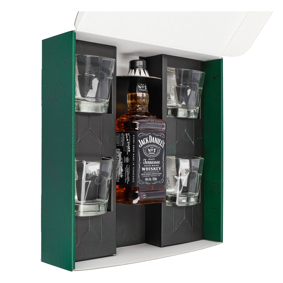 Jack Daniels Geschenkset 0,7l Flasche 40,0 % Vol. + Tumbler stapelbar–Grün – Ansicht 4