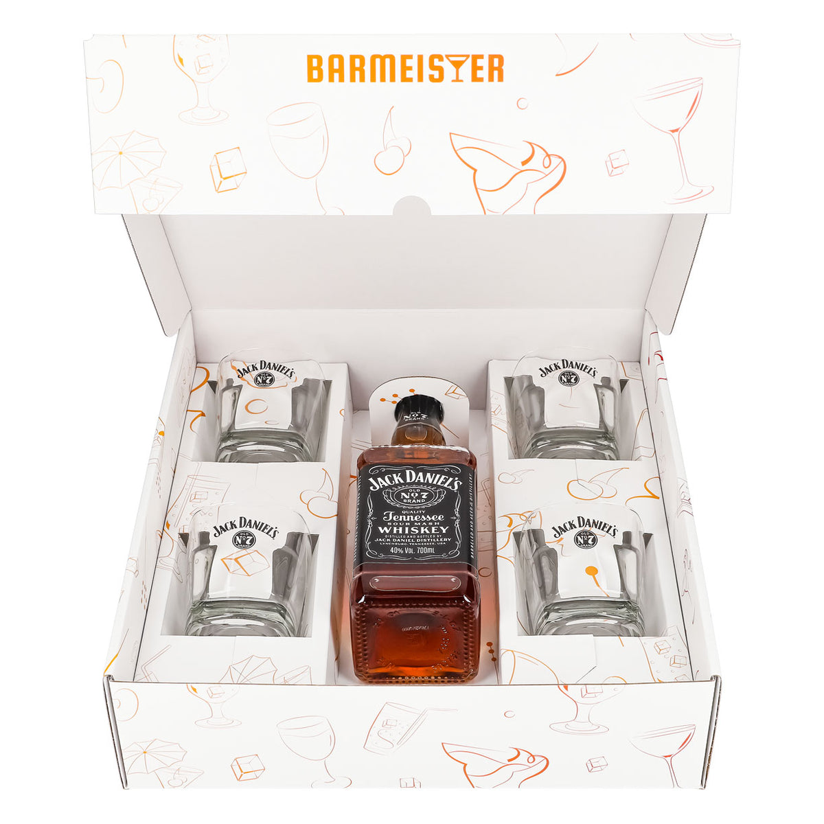 Jack Daniels Geschenkset 0,7l Flasche 40,0 % Vol. + Tumbler stapelbar–Weiß – Ansicht 2