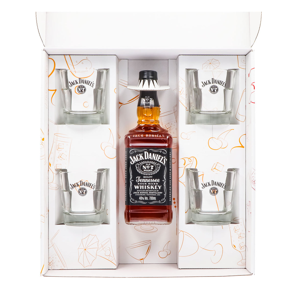 Jack Daniels Geschenkset 0,7l Flasche 40,0 % Vol. + Tumbler stapelbar–Weiß – Ansicht 3