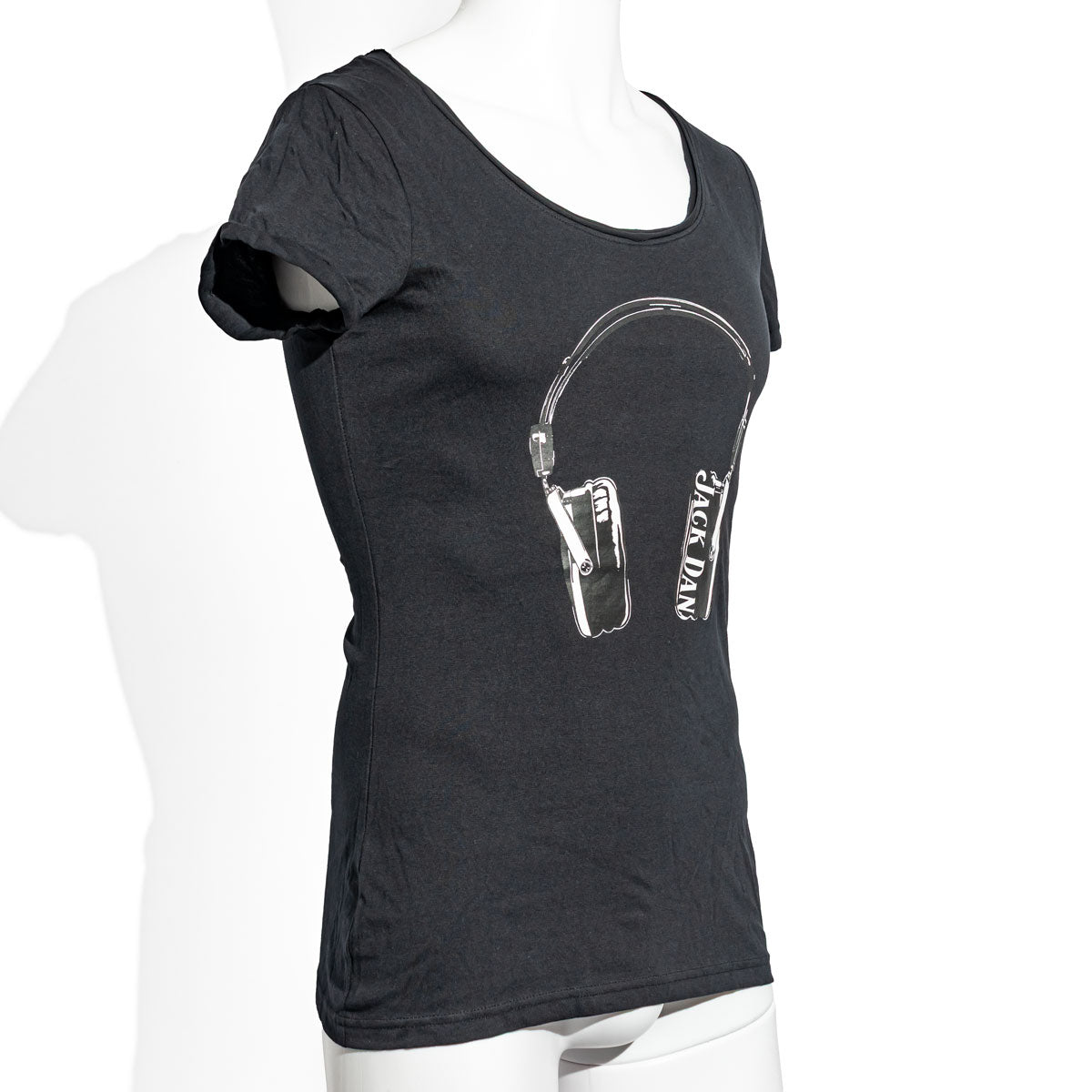 Koszulka Jack Daniels Whisky Girly Rocks Headphone z białym logo No7, rozmiar M – Widok 2