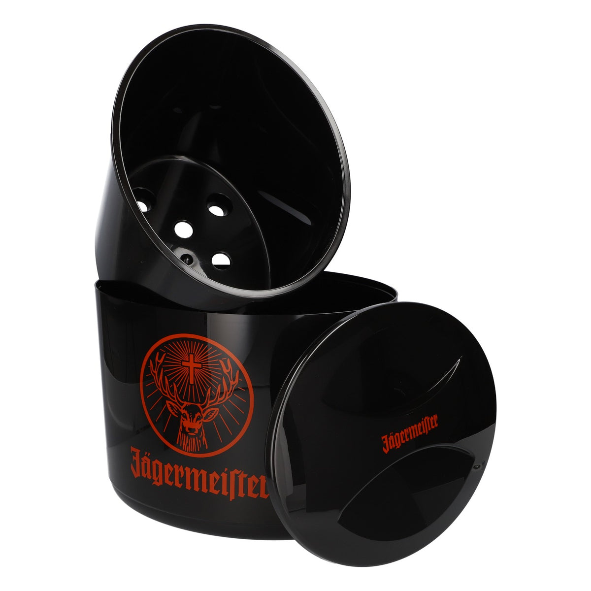 Lakiernik Jägermeister, pojemnik na lód 10 l, pomarańczowe logo, nowy, z tworzywa sztucznego, czarny – Widok 5
