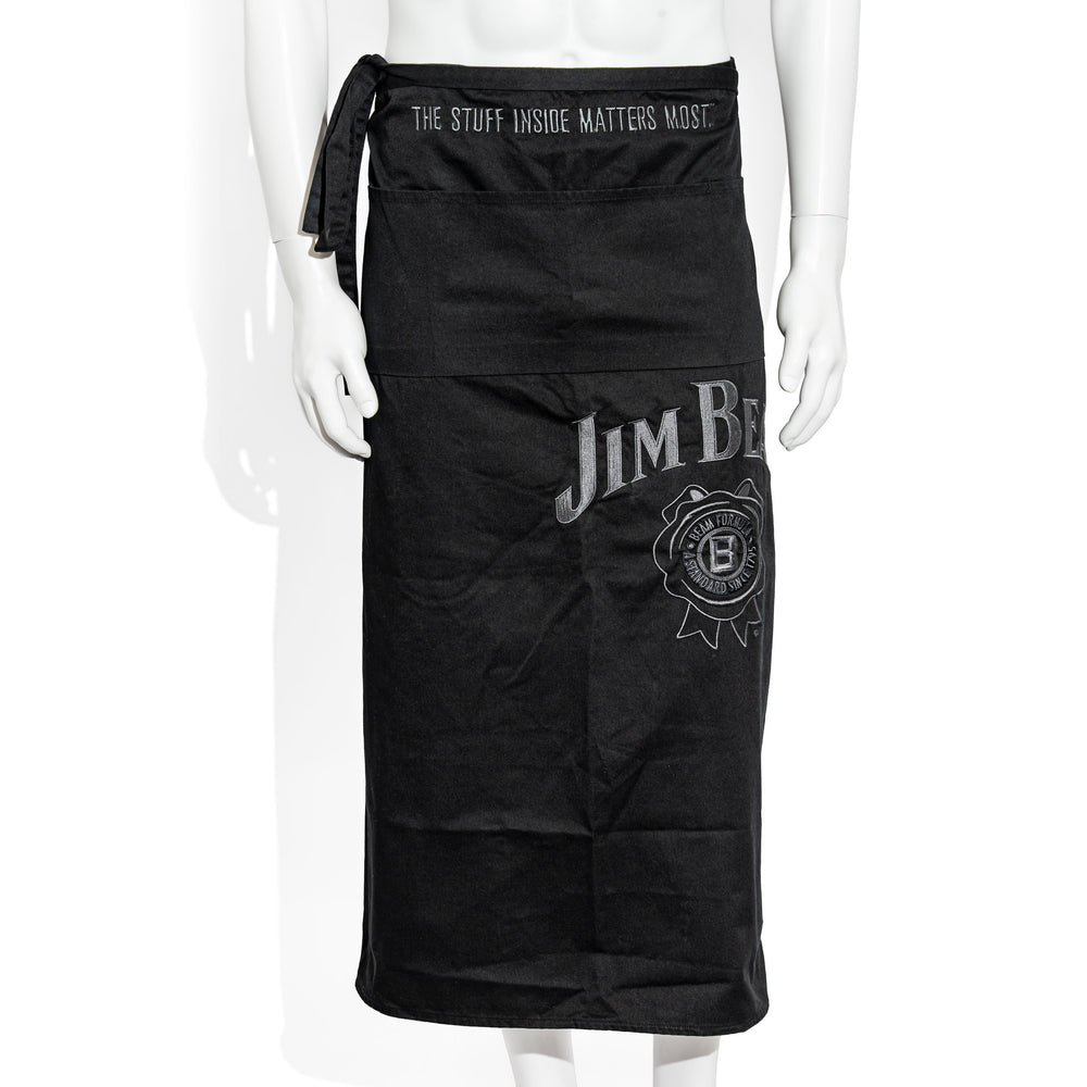 Szlachetny fartuch kelnerski z motywem szklanki whisky Jim Beam „Black Label” z reliefem