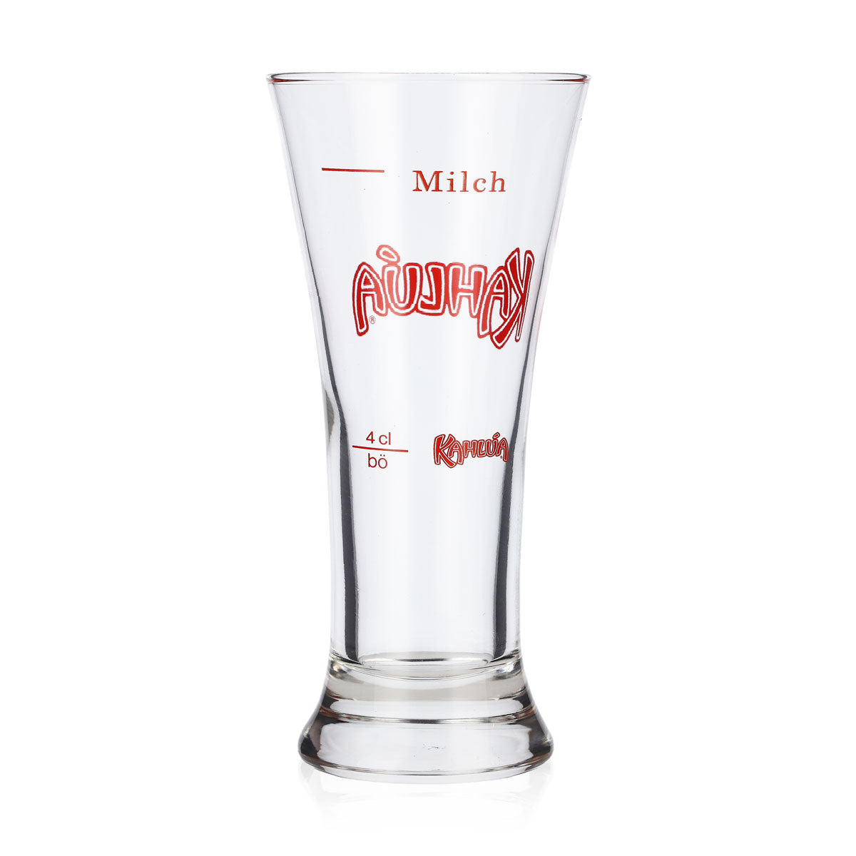 Kahlva Likier Szklanka do likieru 0,2 l czerwone logo 4 cl, mleczna linia miarowa – Widok 3