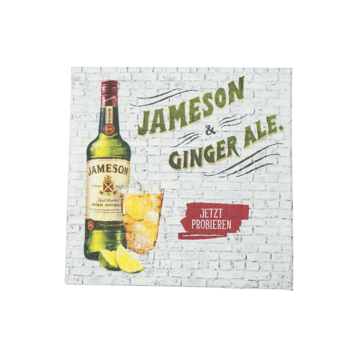 50x Jameson Whiskey Serwetki Ginger Ale wypróbuj teraz 25x25 Szklane podstawki
