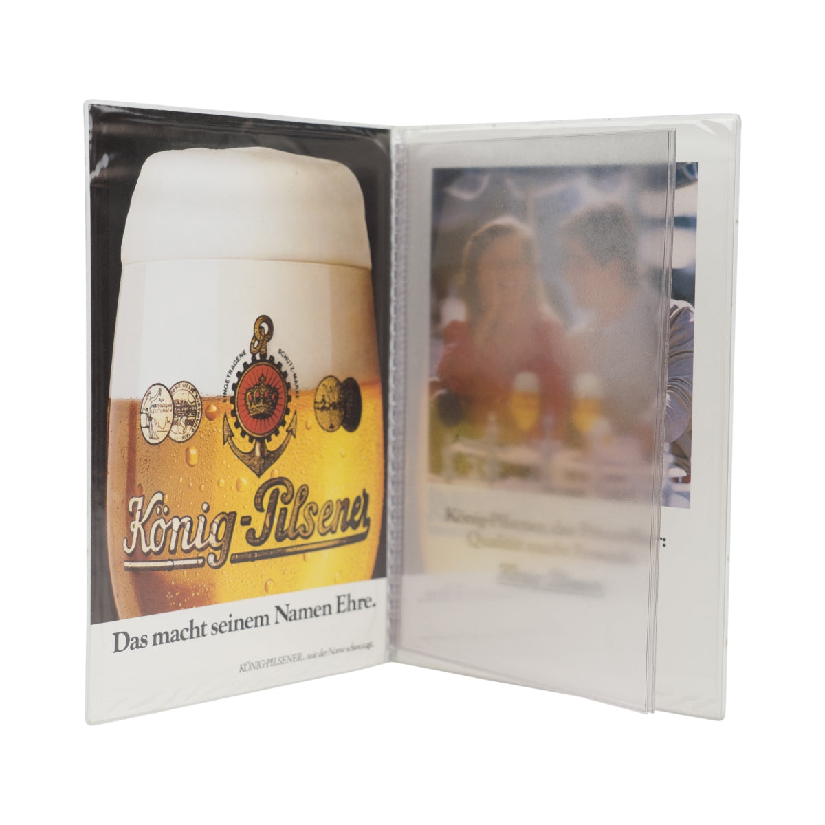 Menu do piwa König Pilsener brązowe 3 strony DINA5 Stojak na menu – Widok 3