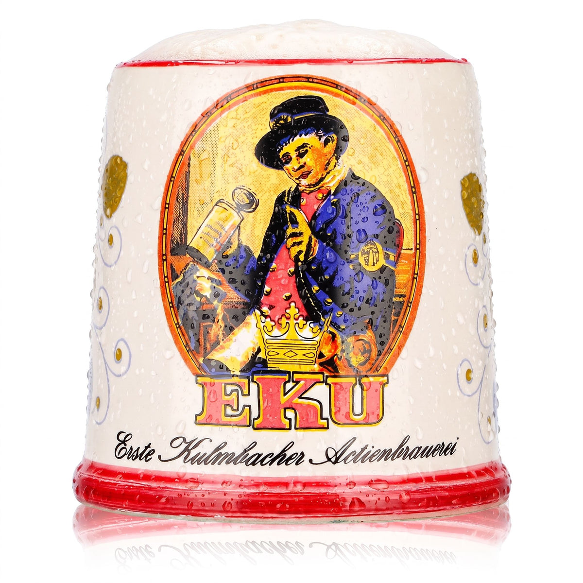 Szklanka do piwa Kulmbacher Reichelbräu, kufel piwny, dzbanek 0,38 l, EKU, ceramika z Rosenheim