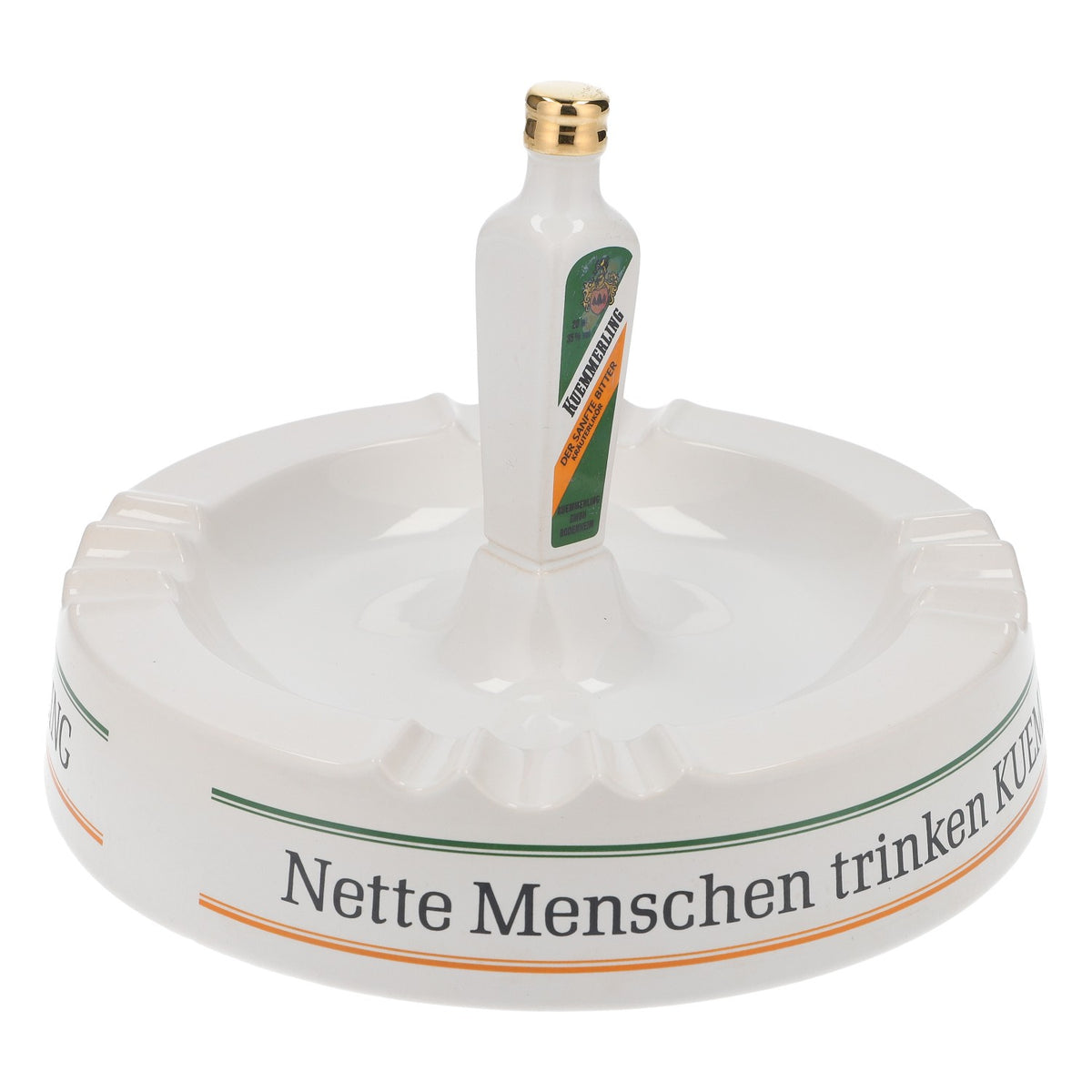 Popielniczka Kümmerling z porcelany w kształcie butelki, z napisem „Nette Menschen...” – Widok 2