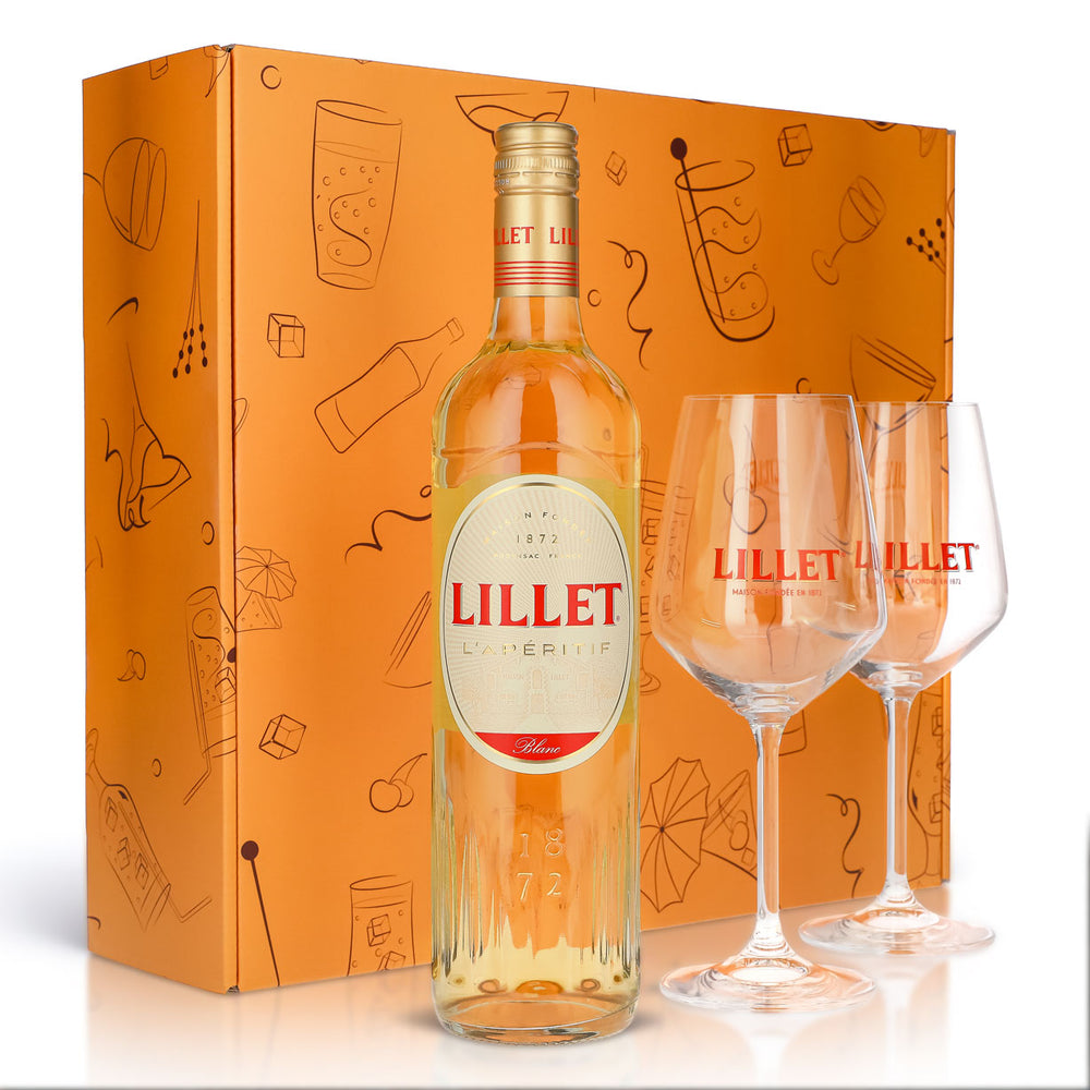 Lillet Geschenkset 0,7l Flasche 17,0 % Vol. + Ballongläser–Orange