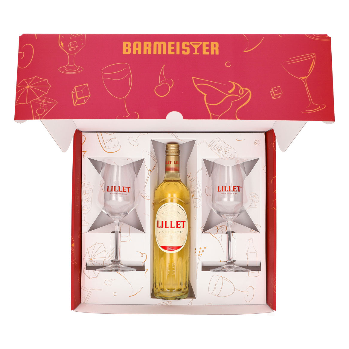 Lillet Geschenkset 0,7l Flasche 17,0 % Vol. + Ballongläser–Pink – Ansicht 5