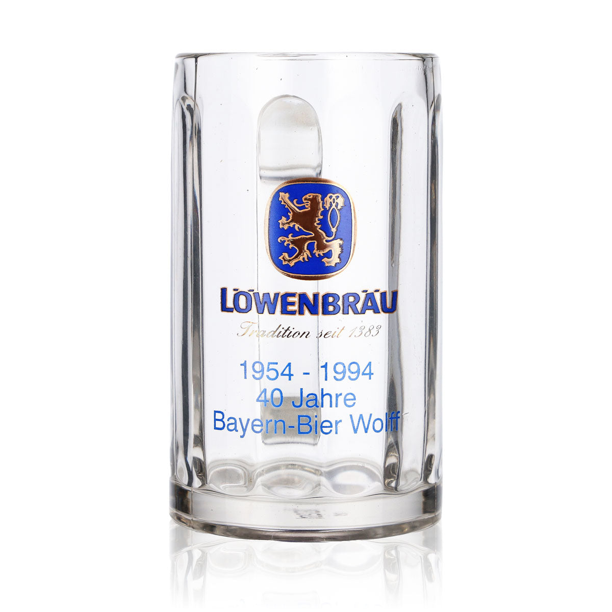 Kufel do piwa Löwenbräu Szklany kufel Seidel 0,3 l 40 lat Rastal Glückauf