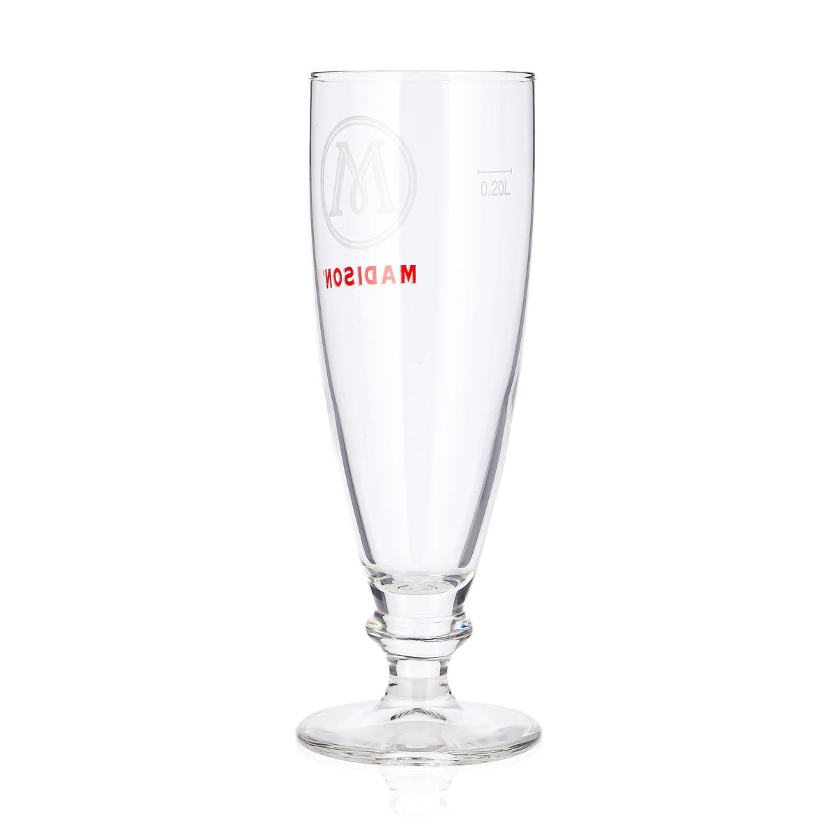Szklanka do piwa Madison 0,2 l, puchar, czerwone logo, do drinków długich – Widok 3