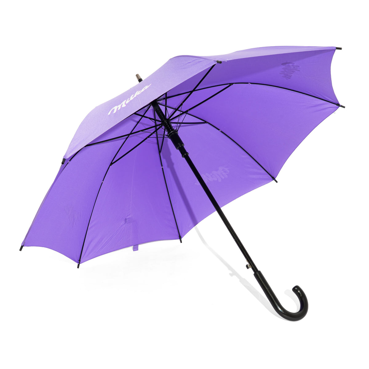 Parasolka Milka ze słodyczami, szklana, z okrągłą rączką, rozpiętość 104 cm, fioletowa, z poliestru – Widok 3