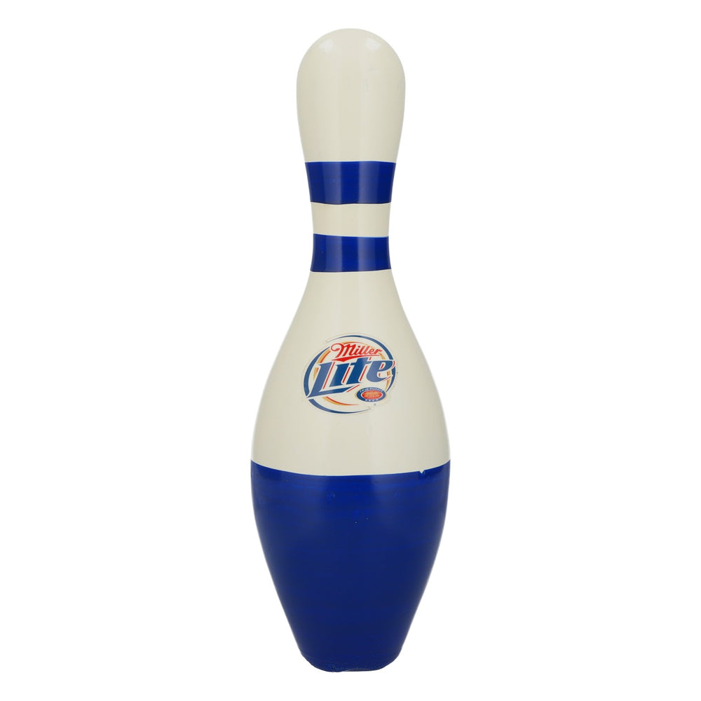 Drewniana figurka kręgla z motywem piwa Miller Lite – dekoracja do męskiego pokoju lub baru, przedmiot kolekcjonerski