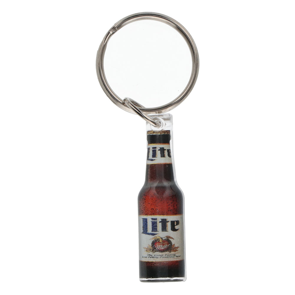 Brelok w kształcie butelki piwa Miller Lite, przezroczysty, z tworzywa sztucznego