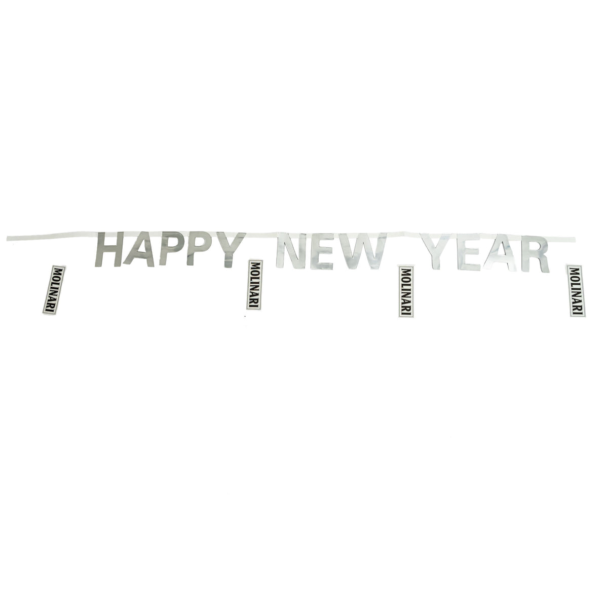 Molinari Sambuca Girlanda z proporczykami Dekoracje imprezowe „Happy New Year” Srebrna – Widok 2