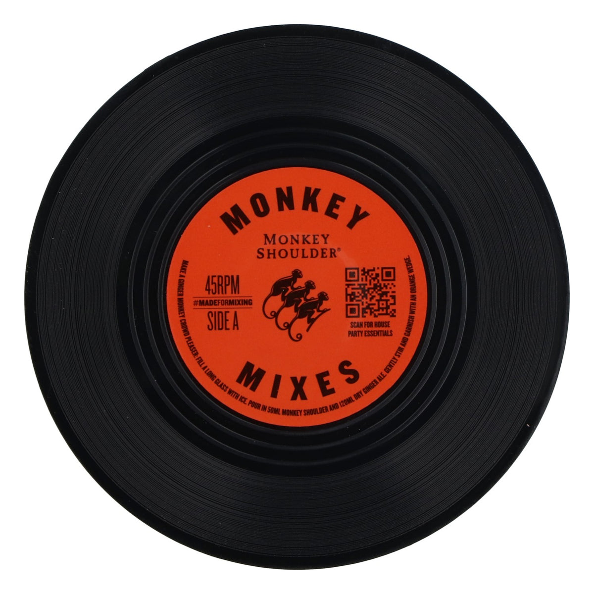 Podkładka pod whisky Monkey Shoulder, średnica 10,5 cm, nowa, ceramiczna, czarna – Widok 2