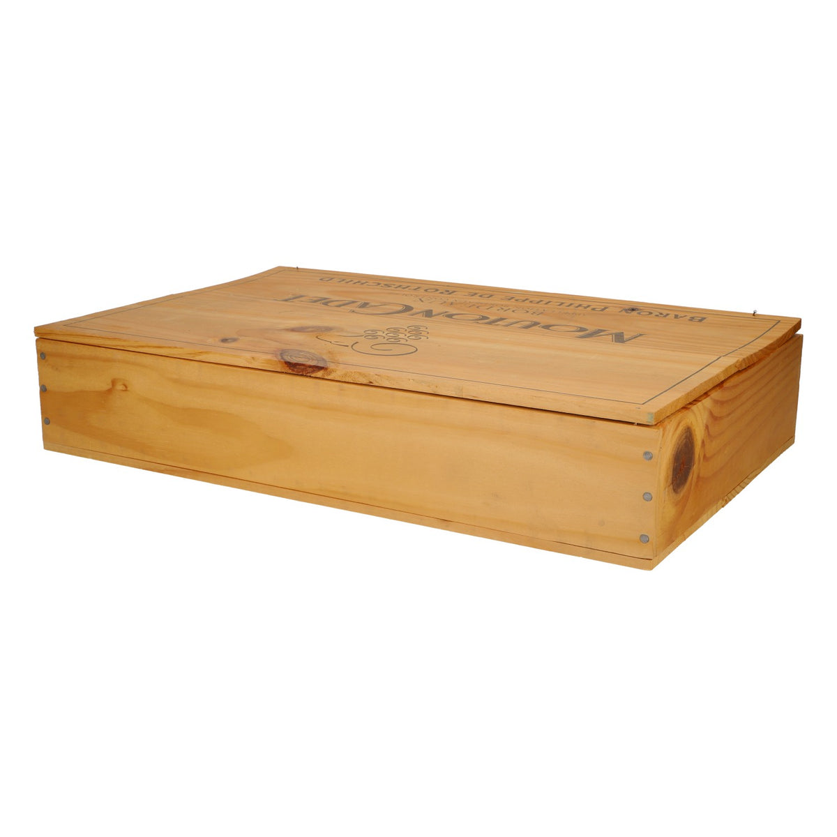 Wino Mouton Cadet w drewnianej skrzynce – dekoracja wnętrz, 32 x 50 x 10 cm – Widok 4