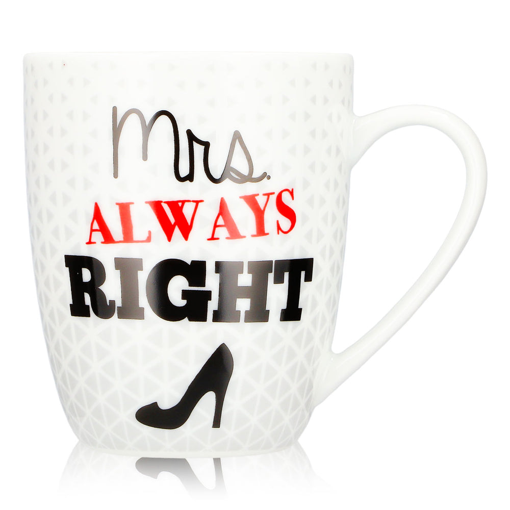 No Name – szklanka uniwersalna 0,35 l, Mrs. Always Right – kubek dla Ciebie, biały, ceramiczny
