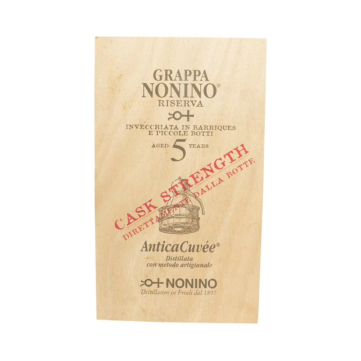 Nonino Grappa Riserva drewniane pudełko naturalne 40x23x24cm pudełko dekoracyjne wystawa