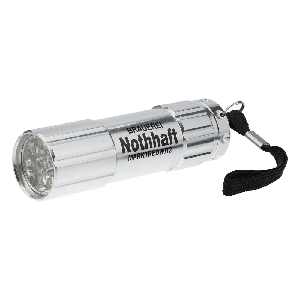 Latarka Nothaft Bier Marktredwitz, srebrna, 9 diod LED, z tworzywa sztucznego, gadżet dla fanów