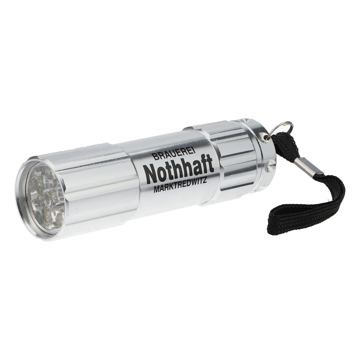 Latarka Nothaft Bier Marktredwitz, srebrna, 9 diod LED, z tworzywa sztucznego, gadżet dla fanów