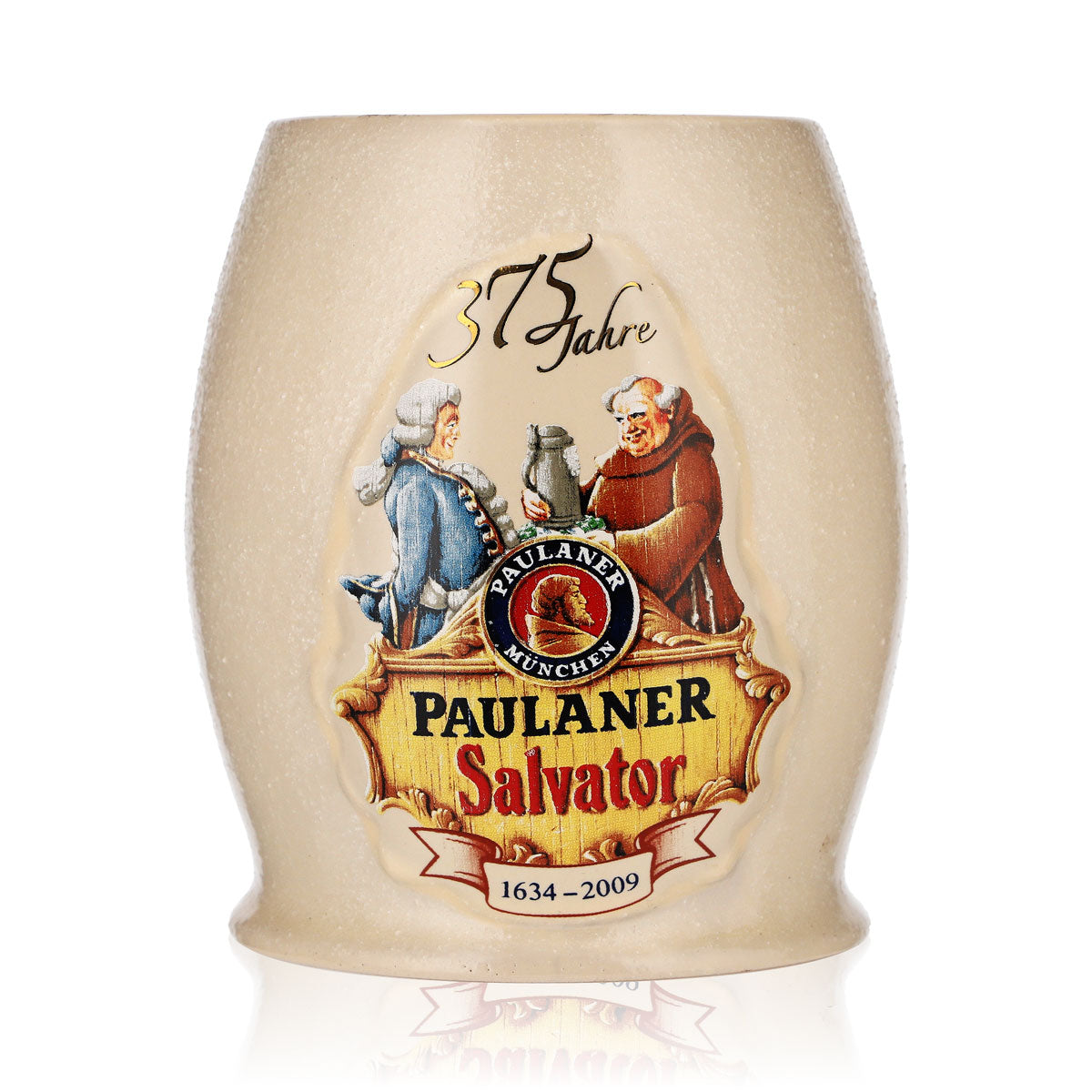 Kufel do piwa Paulaner 0,5 l, kufel ceramiczny Salvator 375 lat „1634–2009”