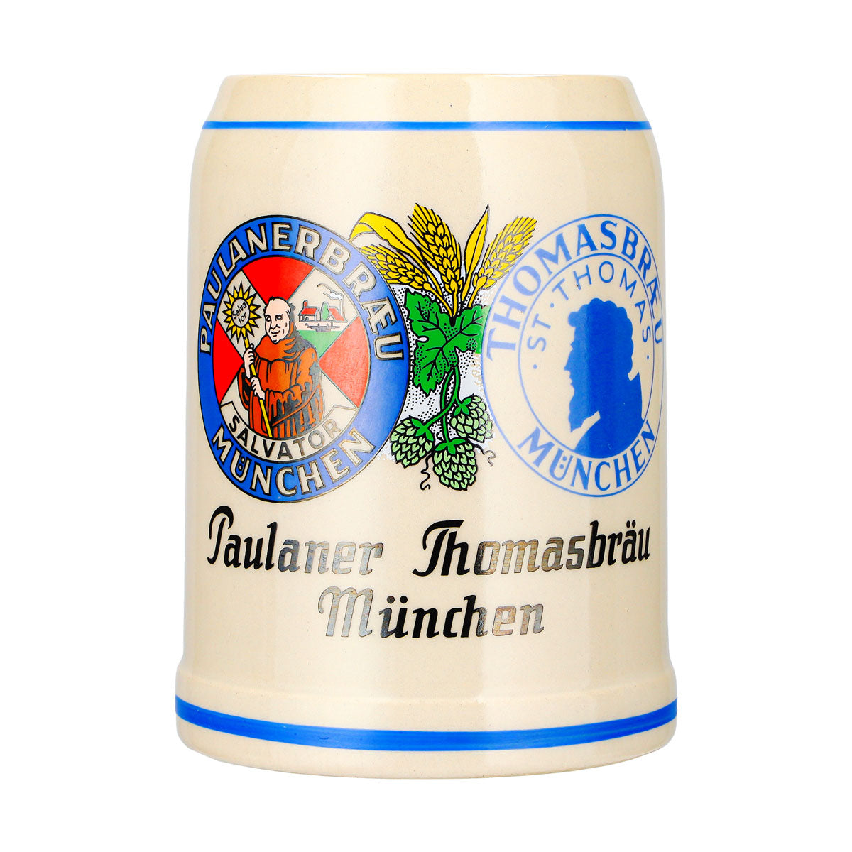 Szklanka do piwa Paulaner, gliniany kufel, kufel kolekcjonerski 0,5 l, Thomasbräu Monachium, glina Rastal – Widok 2