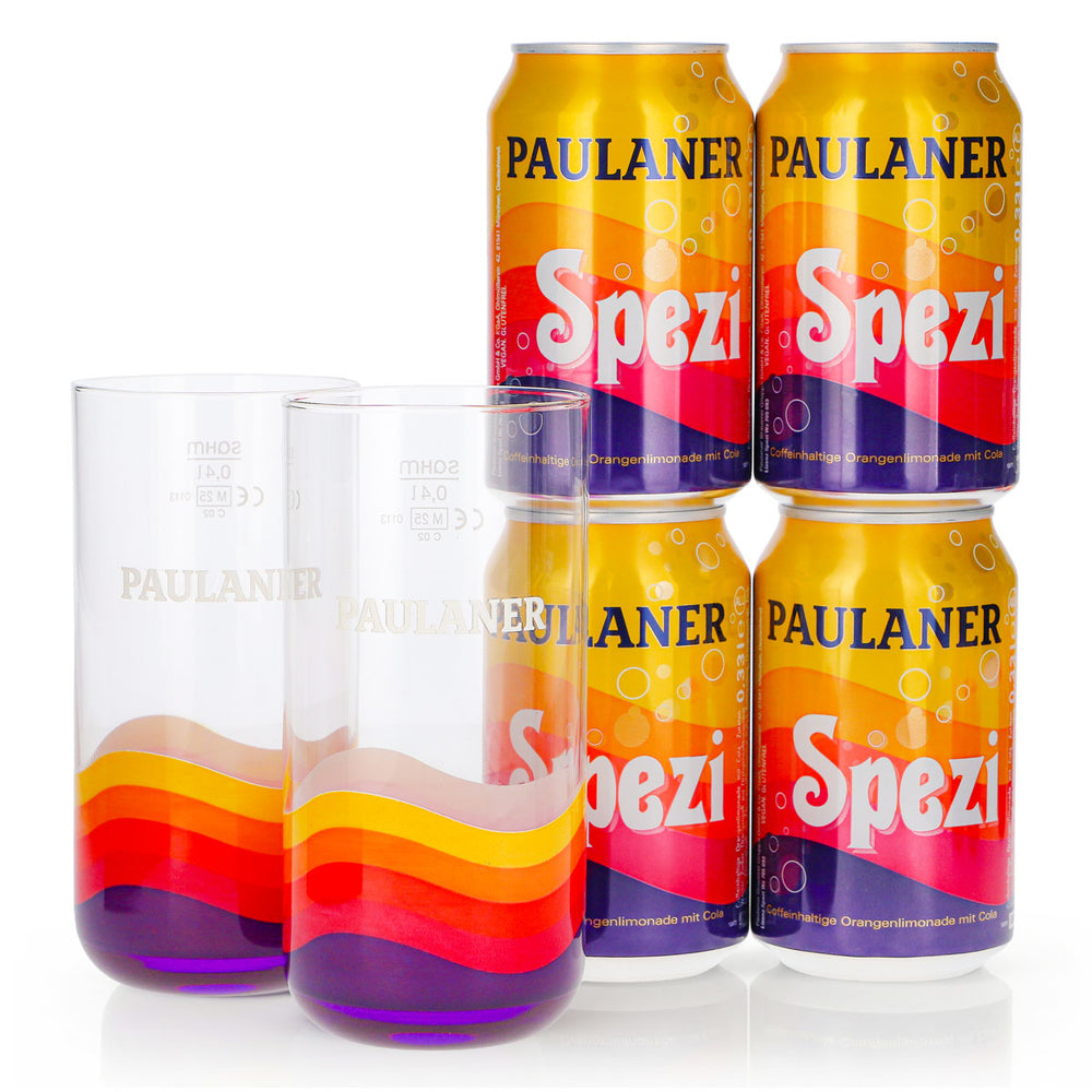 Zestaw upominkowy Paulaner Spezi, 6 szt., 2 szklanki 0,4 l + 4 puszki 0,33 l