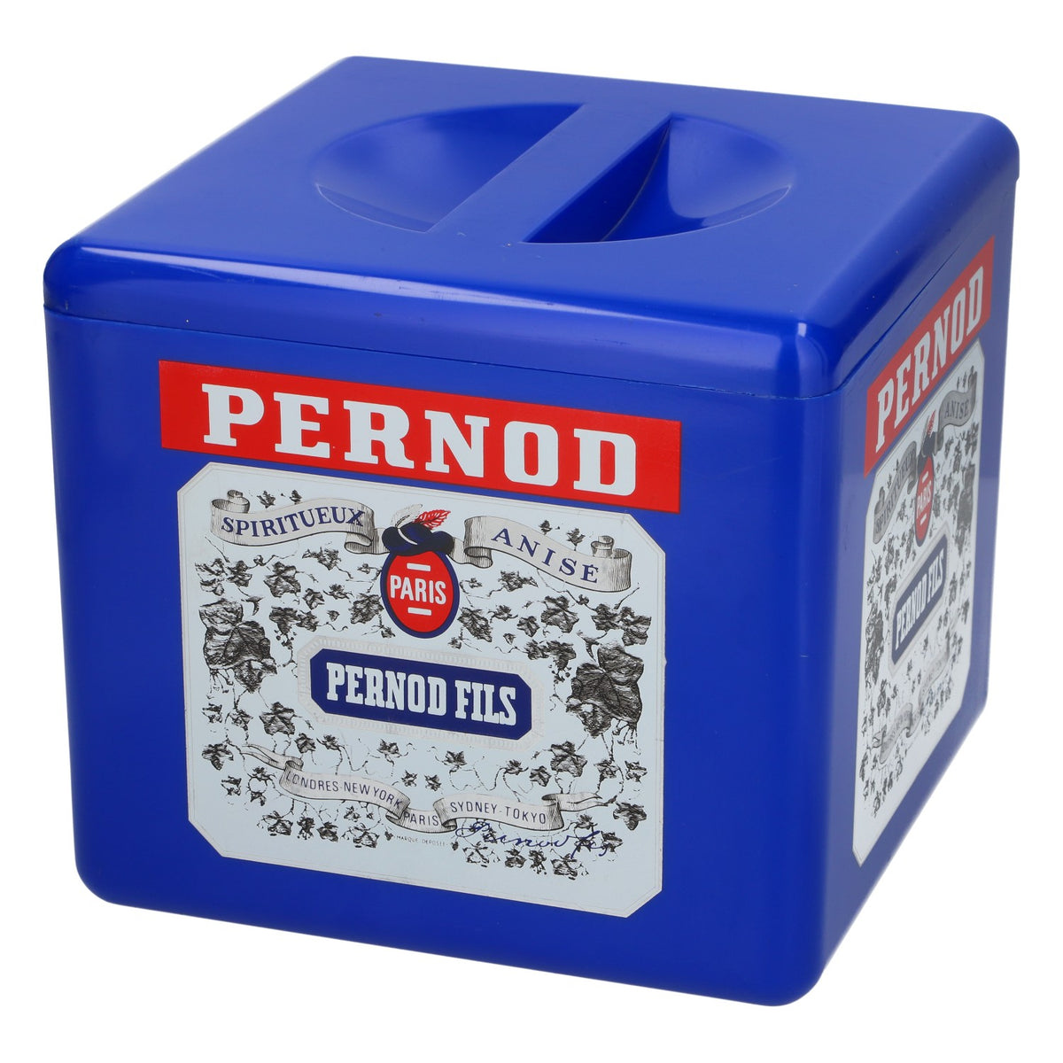 Pernod Retro – chłodziarka do butelek, niebieska z pokrywką, akcesoria barowe, produkt markowy – Widok 3