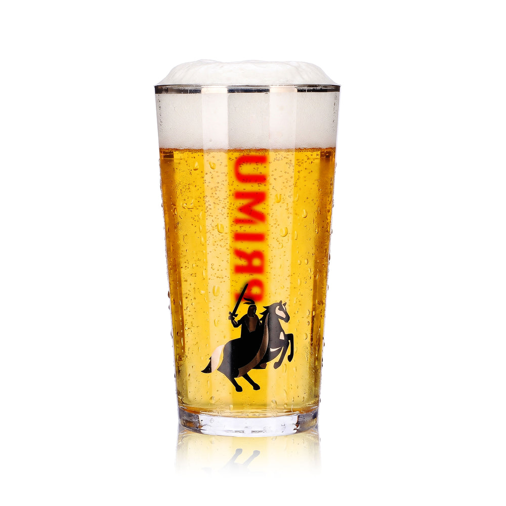 Szklanka do piwa Primus 0,25 l, z platynową obwódką, z logo jeźdźca Rastal