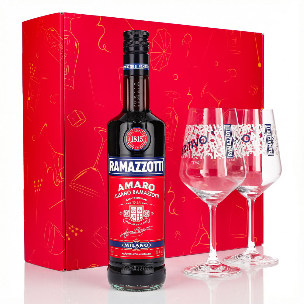 Zestaw upominkowy likier Ramazzotti 0,7 l 30% + kieliszek balonowy I różowy