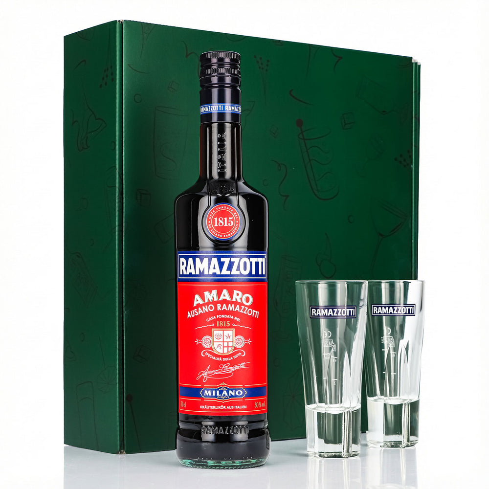 Zestaw upominkowy likier Ramazzotti 0,7 l 30% + szklanka do long drinków Standard I zielona