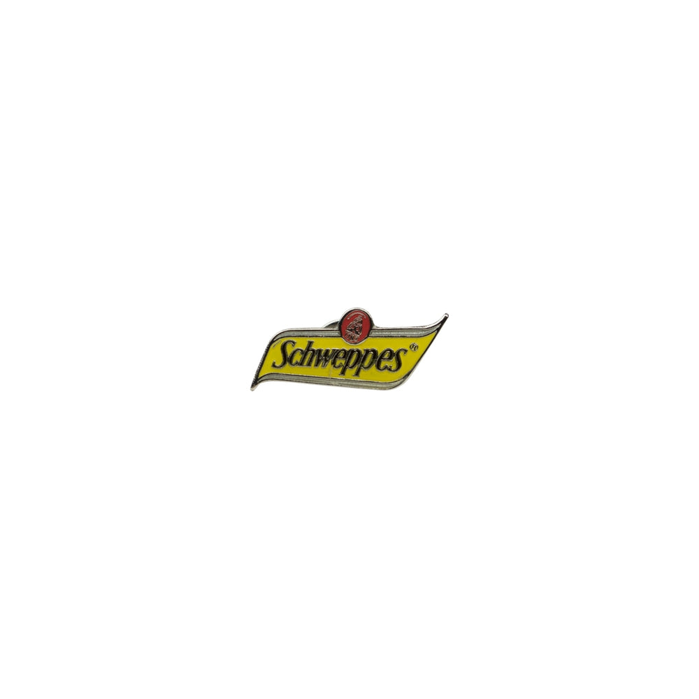 Przypinka z logo lemoniady Schweppes odwrócona przypinka emaliowana dekoracja