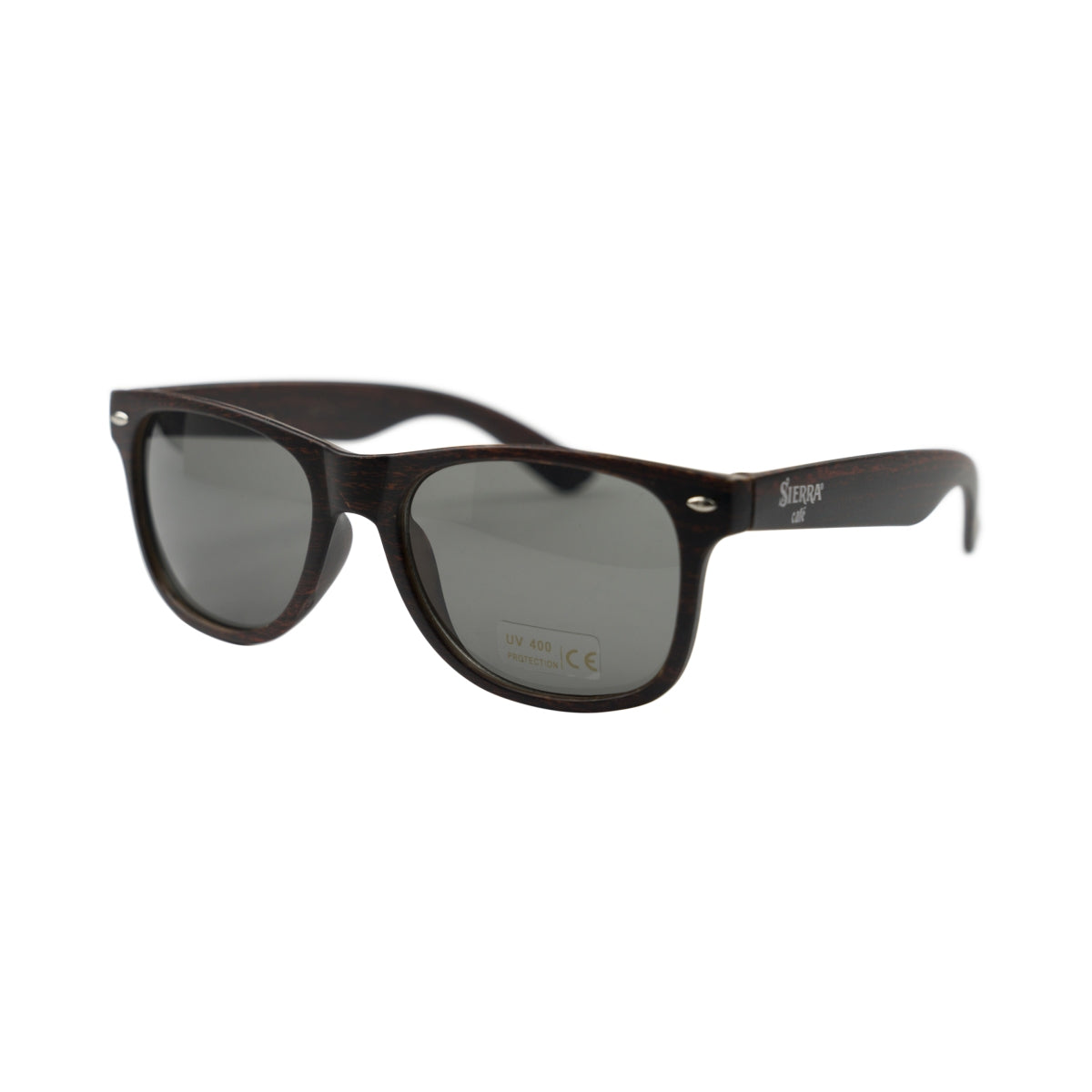 Okulary przeciwsłoneczne Sierra Cafe Tequilla Brown Wood Optic UV400 Nerd Glasses Summer Retro
