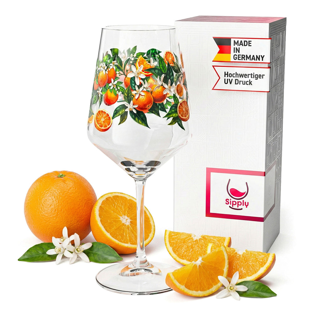 Kieliszek do aperitifu Sipply Summer Vibes z motywem pomarańczy do drinków Spritz i koktajli, 0,5 l, z efektem przezroczystości